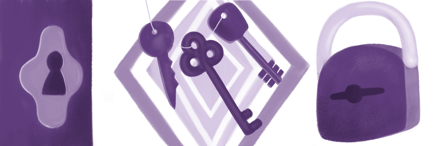 Antique keys and locks in a symbolic illustration